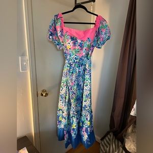 Lilly Pulitzer Zalie Off-The-Shoulder Midi Dress sz 14